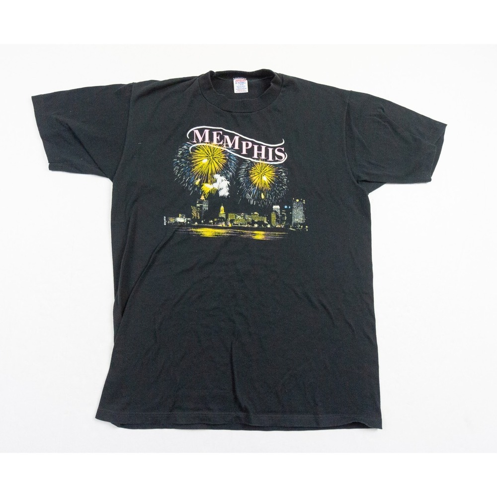Vintage Memphis Tennessee Shirt Mens Large Black 90s Fireworks Graphic Tee Adult